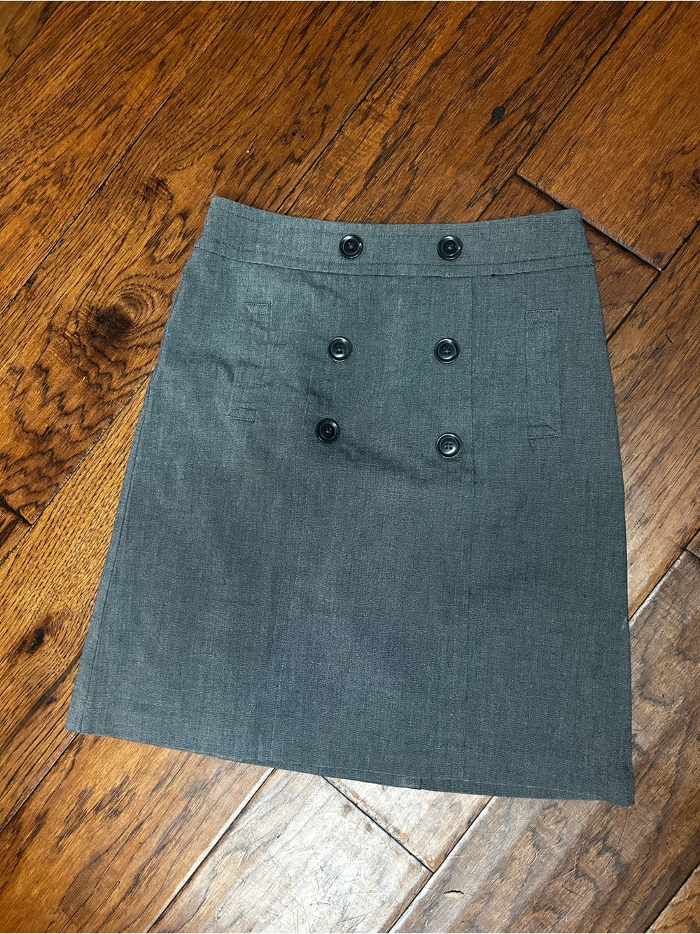 Sandro Charcoal Double-Button Pencil‎ Skirt